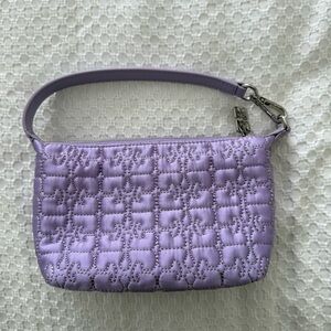 Ganni Lilac Quilted Mini Bag with Silver Hardware